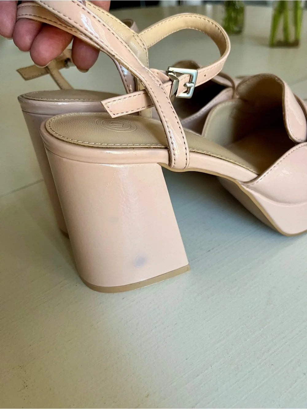 Urban Outfitters Women’s Platform Loafer Sandals - Nude Patent size 7
